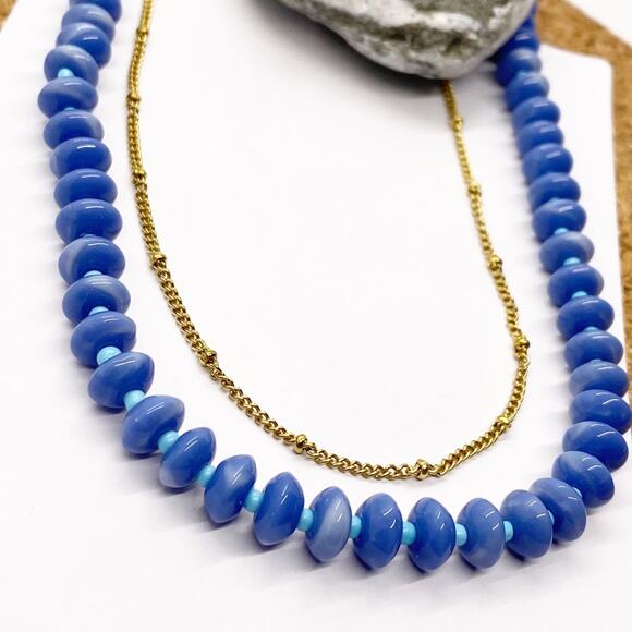 NEW Summer Blue Semiprecious Stone Necklace - Picture 9 of 9